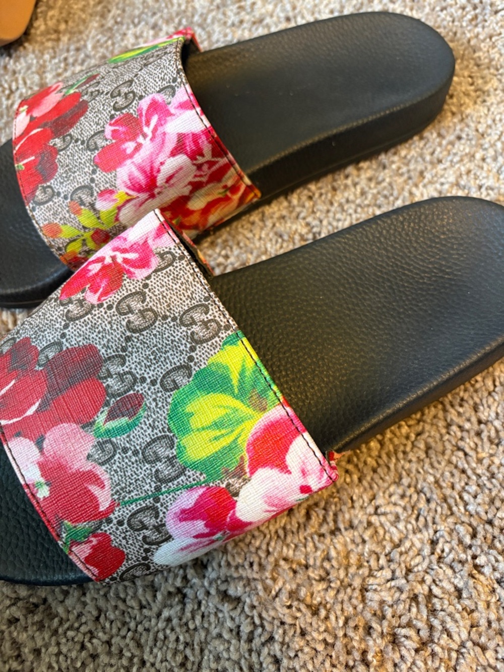 Floral Print Slide Sandals - Black/Floral - Picture 4 of 6